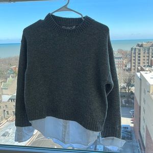 Grey Sweater with button up attached